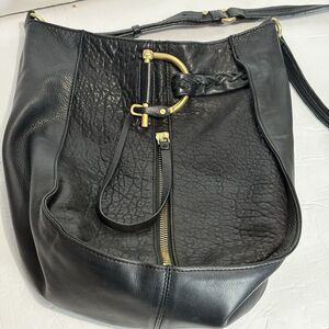 KELSI DAGGER Leather Crossbody Bag Satchel Tote Black Zippered
